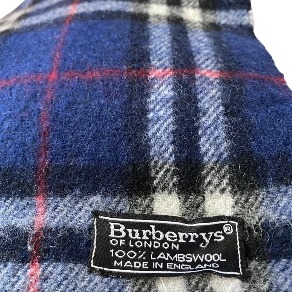 💚SOLD💚Vintage Burberry London Scarf Blue Nova Check Lambswool Unisex - Picture 6 of 6